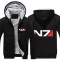 Game N7 Mass Effect Men Winter Thickened Hoodie Cosplay Coat Outerwear Clothing