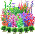 Kingrun 30 Stück Aquarium-Pflanzen, Künstliche Wasserpflanzen, Aquarien Plastikp