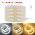 Super hell 220V COB LED Streifen Leiste Band Stripe Lichterkette Lichtschlauch