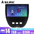 32G Carplay 10'' Autoradio Android 14 Für Peugeot 107 Citroen C1 Toyota Aygo GPS