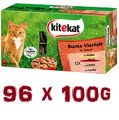 Kitekat Katzenfutter - Mix in Sauce - Bunte Vierfalt - Nassfutter - 96 x100 g