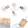 Decken Lampe Holz/weiß Wohn Ess Schlaf Zimmer Raum Leuchte Lichteffekt 3-flammig