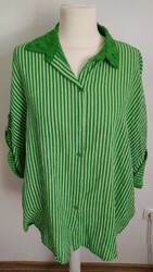 MADE IN ITALY schöne leichte gestreifte Bluse Kremepelärmel bis Gr. 48  NEU 