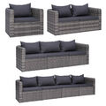 1/2/3/4 Sitzer Ecksofa Polyrattan Gartenmöbel Garten Loungesofa Sessel Grau
