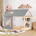 Hausbett Kinderbett Einzelbett Spielbett Bettgestell mit Lattenrost 90x200 cm 