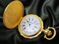 Edox Taschenuhr Vergoldet 16-sided Hunter Gehäuse Porzellan Ziffernblatt Kette