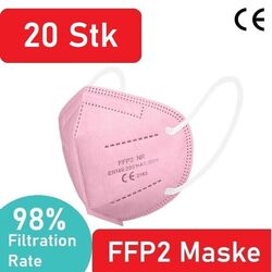 20x FFP2 Maske Pink  Mundschutz Atemschutz 5-lagig zertifiziert CE
