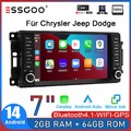 DAB+ Autoradio Android14 2+64G Carplay GPS RDS BT Kam Für Jeep DODGE Chrysler FM