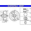 2x Bremstrommel ATE 24.0218-0732.2 passend für RENAULT DACIA