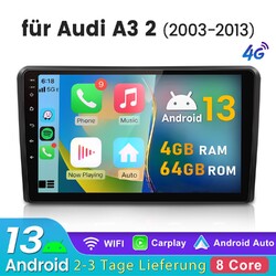 DAB+ Für AUDI A3 S3 8P 2003-2013 Android Autoradio 4+64GB GPS Carplay WIFI 4G FM