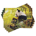 Panda Platzmatten Panda sitzen in Wald Platzmatten 4er Set Waschbar