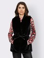 Weste schwarz 44 Damen ashley brooke Webpelz-Weste mit Gürtel UVP:99€ -.1482