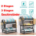 2/3 Etagen Abtropfständer Geschirr Abtropfständer Geschirrtrockner Küchenregal