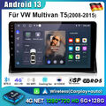 6G+128GB Für VW T5 Multivan Autoradio Navigation GPS Android 13 CarPlay WiFi SWC
