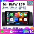 Autoradio Android 14 Carplay GPS Navi WIFI DAB+ RDS SWC Für BMW 5er E39 7er E38