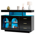 Modern Sideboard Kommode Anrichte Schrank mit LED Beleuchtung Schwarz Hochglanz