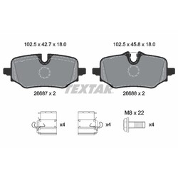 1x ORIGINAL® Textar 2668701 Bremsbelagsatz, Scheibenbremse Hinten, exkl.