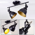 2-flammige Wohn Schlaf Zimmer Leuchten Flur Strahler schwarz-gold Decken Lampen