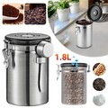 1,8L Edelstahl Kaffeedose Luftdicht Vorratsdose Kaffeebohnen Behälter Aromadose