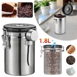 1,8L Edelstahl Kaffeedose Luftdicht Vorratsdose Kaffeebohnen Behälter Aromadose