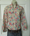 Rosa Wasserblume & Monstera Blätter Muster Damen Top Bluse Vintage Retro 70er Sm