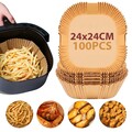 100X Backpapier, für Friteuse Heißluftfritteuse Grill Backofen Air fryer 24X24cm