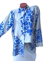 GLANZ Bluse Tunika FLORALES MUSTER Stehkragen 38 40 42 44 beige royal blau
