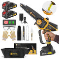 6+8" Akku Kettensäge 21V Mini Elektro Motorsäge Handkettensäge mit Kette & Sägen