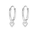 O&S kleine Creolen mit Herz Anhänger  925 Sterling Silber  Ohrringe Damen Kinder