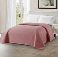 Tagesdecke Bettüberwurf Sofadecke unifarben rosa 220x240 cm und 140x210 cm