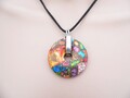 Anhänger Donut Edelstein Sediment jaspis multicolor gemustert Träger silber 314a