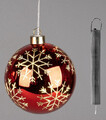 Formano LED Deko Kugel zum Hängen Eiskristall rot Ø 12 cm mit Timer Glas