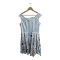 Orsay Kleid Damen Dress Damenkleid Gr 42 Hellblau Blumen Sommer Baumwolle Elegan