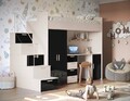 Hochbett mit Schreibtisch TOMI 4S - Schrank ,Regale in den Treppen, Glanz, Matt