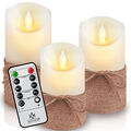 KESSER® LED Kerzen 3er Set Echtwachskerze Kerze mit Fernbedienung Timer Kordel