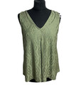 TU Sleeveless Vest Top Women's UK Size 12 Diamond Pattern Vneck Dark Green