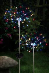 2 Stück LED Solar Feuerwerk Licht Solarlampe außen Garten Deko Leuchte Stecker