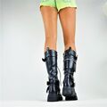 STAR ROCK STIEFEL TOP DESIGNER DAMEN PLATEAUSCHUHE PUNK-GOTHIC WORKER BOOTS