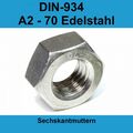 M2 DIN 934 Sechskantmuttern A2 Edelstahl V2A VA Sechskant Muttern 20-500 St. 