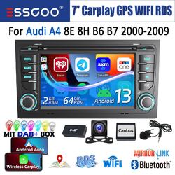 7" DAB+ Carplay Android13 2+64G Autoradio GPS NAV Kamera Für Audi A4 S4 RS4 B6/7
