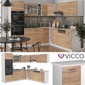 Küchenzeile Eckküche Einbauküche R-Line Ecke Weiß Sonoma Küchenblock Vicco