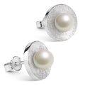Damen Ohrstecker Perle 925 Silber Ohrringe Stecker Perlen rund rhodiniert + Box
