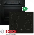 Induktion Herd Set Autark Bosch Einbau Backofen Schwarz Teleskop und Kochfeld
