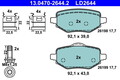 ATE 13.0470-2644.2 Bremsbelagsatz, Scheibenbremse für CITROËN,DS,OPEL,PEUGEOT,VA