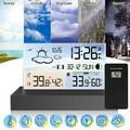 Funk Wetterstation LCD Farbdisplay Digitale Wecker Thermometer Innen-Außensensor