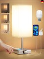 Kakanuo Nachttischlampe Touch Dimmbar, Tischlampe mit Ladefunktion USB