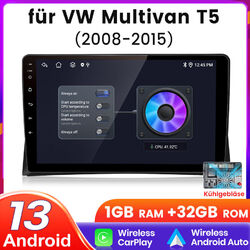 Android 13 Autoradio Carplay GPS NAVI DAB+ WIFI SWC Für VW Multivan T5 2008-2015
