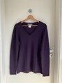 BRUNELLA GORI Damen Strickpullover Lila L XL 100% Merinowolle V-Ausschnitt 