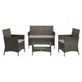 SVITA BROOKLYN Polyrattan Sitzgruppe Balkon Rattan-Lounge Gartenmöbel-Set Grau