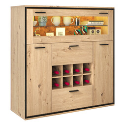 Weinschrank Sideboard mit LED-Leuchten Kommode Schrank Anrichte Küchenschrank